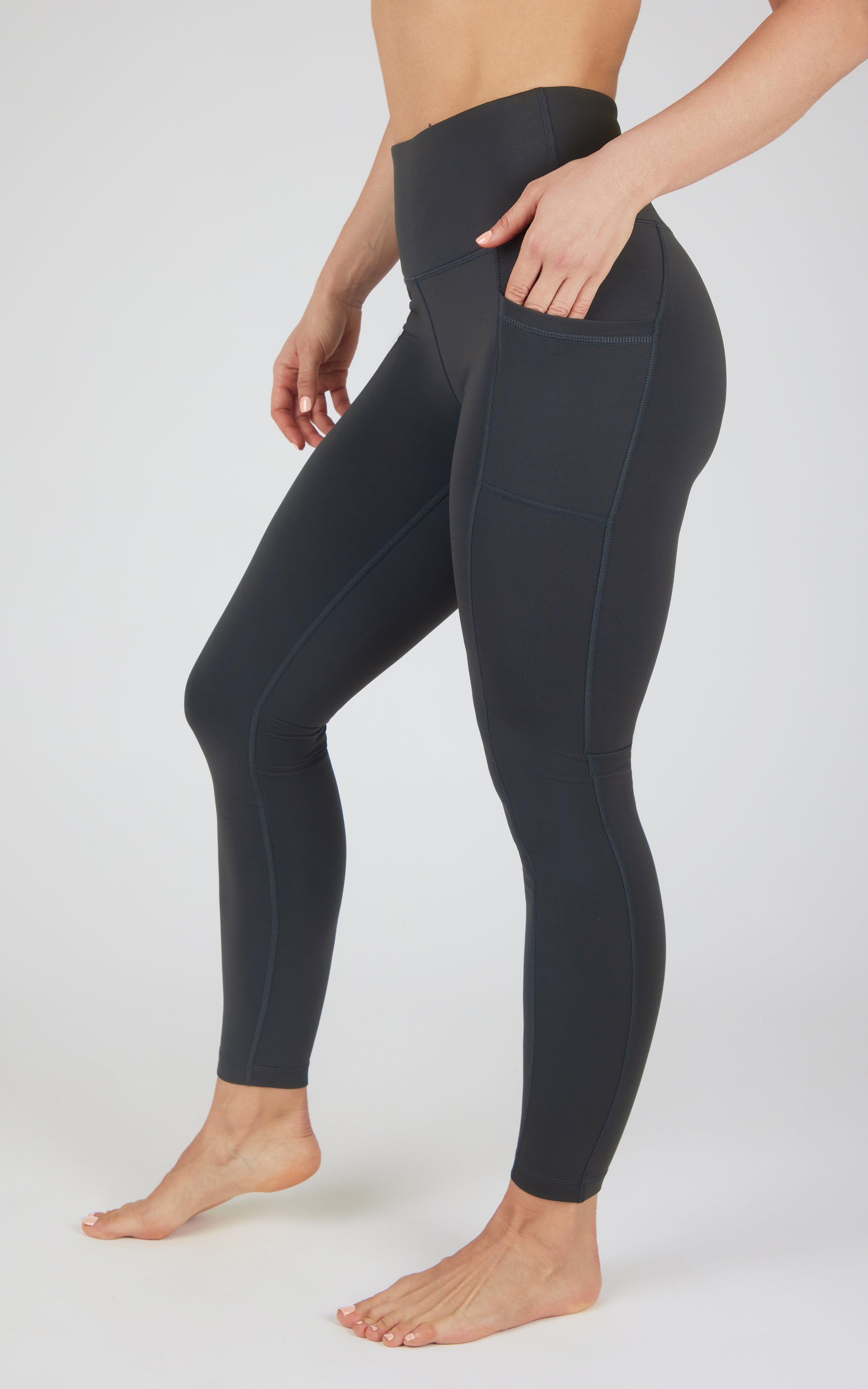 Cold Gear High Waist Fleece Lined Legging with Side Pockets - 90 Degree by Reflex