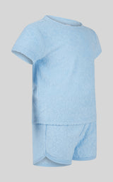 Toddler Girls 2 PC Towel Terry Short Sleeve Top and Dolphin Short