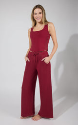 Terry Corset Tank & Fleece Wide Leg Pant Set