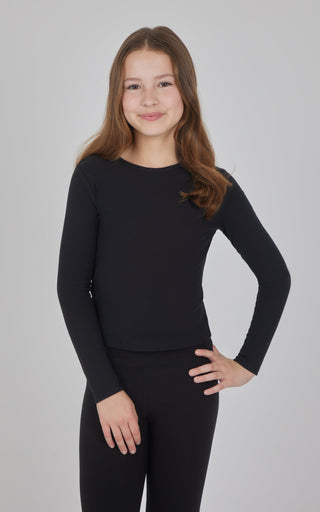 Girls 3 PK Ribbed Crew Neck Short Sleeve Shirt + Ribbed Crew Neck Long Sleeve Shirt - 90 Degree by Reflex