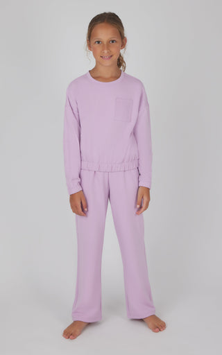Girls 2 PC Terry Brushed Pullover and Pant Set - 90 Degree by Reflex