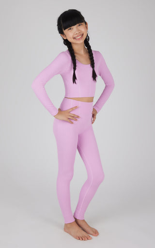 Girls 2 PC Seamless Ribbed Long Sleeve Top and Legging Set - 90 Degree by Reflex