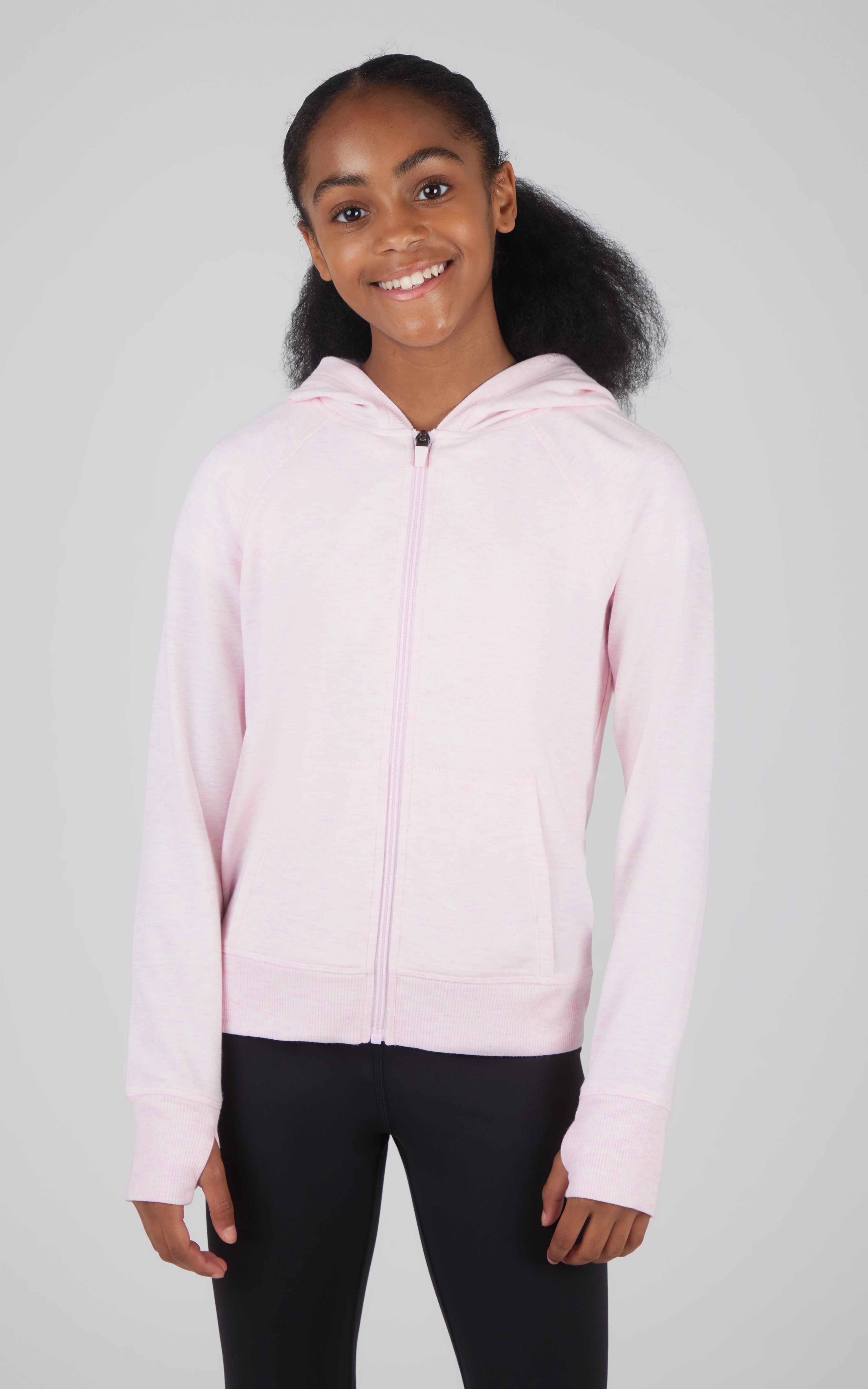 Girls Brushed Full Zip Hooded Jacket - 90 Degree by Reflex