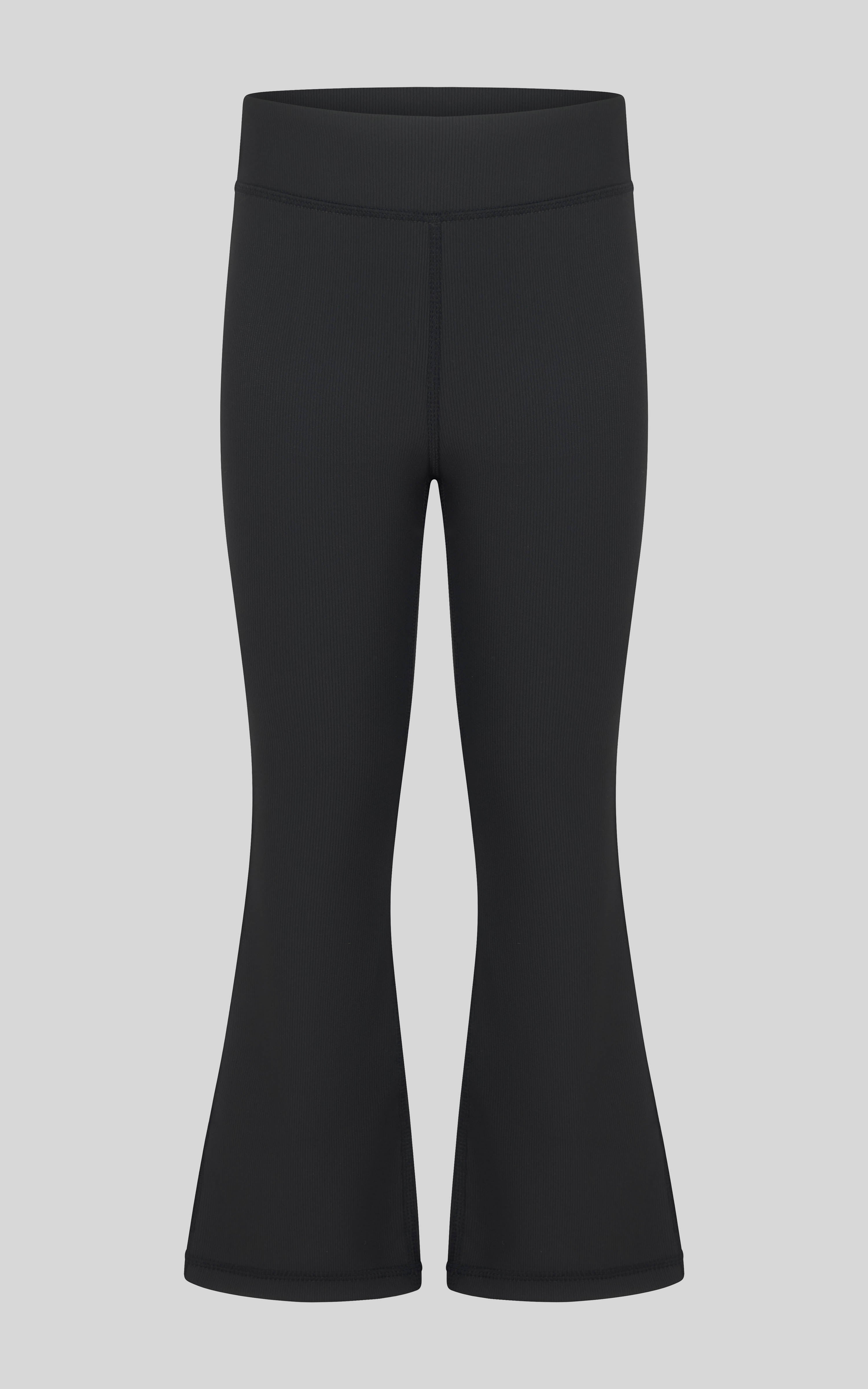 Little Girls 2 PK Ribbed Everyday Flared Leg Pant - Black/Black - 2