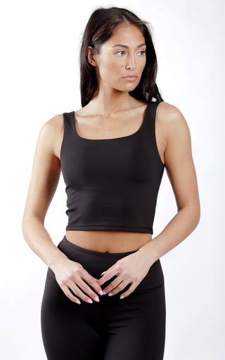 Womens Ribbed Crop Top with Scoop Neckline