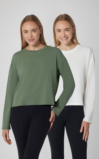 2 PK Cotton Deluxe Boxy Long Sleeve Top - 90 Degree by Reflex