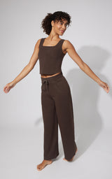 Terry Corset Tank & Fleece Wide Leg Pant Set - 90 Degree by Reflex