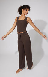 Terry Corset Tank & Fleece Wide Leg Pant Set - 90 Degree by Reflex