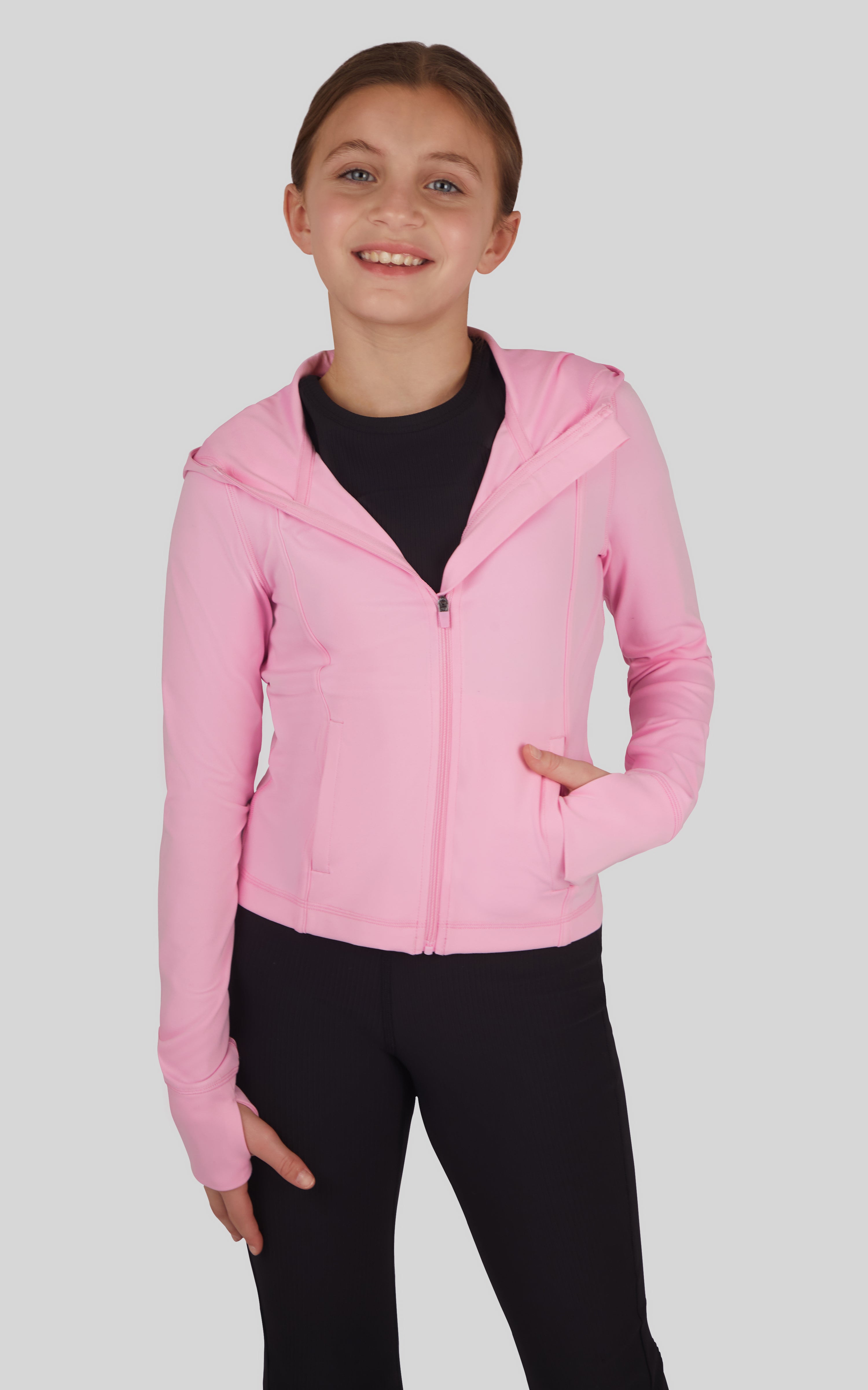 Girls Lux Full Zip Hooded Jacket - 90 Degree by Reflex