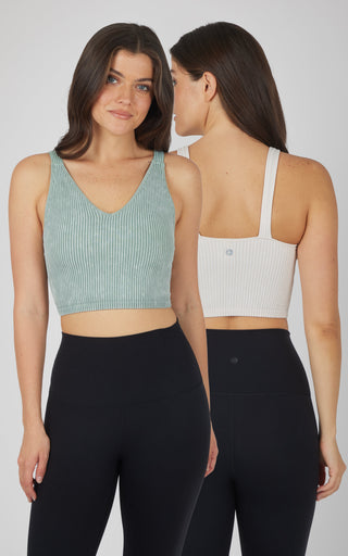 2 PK Stone Wash V-Neck Tank - Our Stone Story - 90 Degree by Reflex