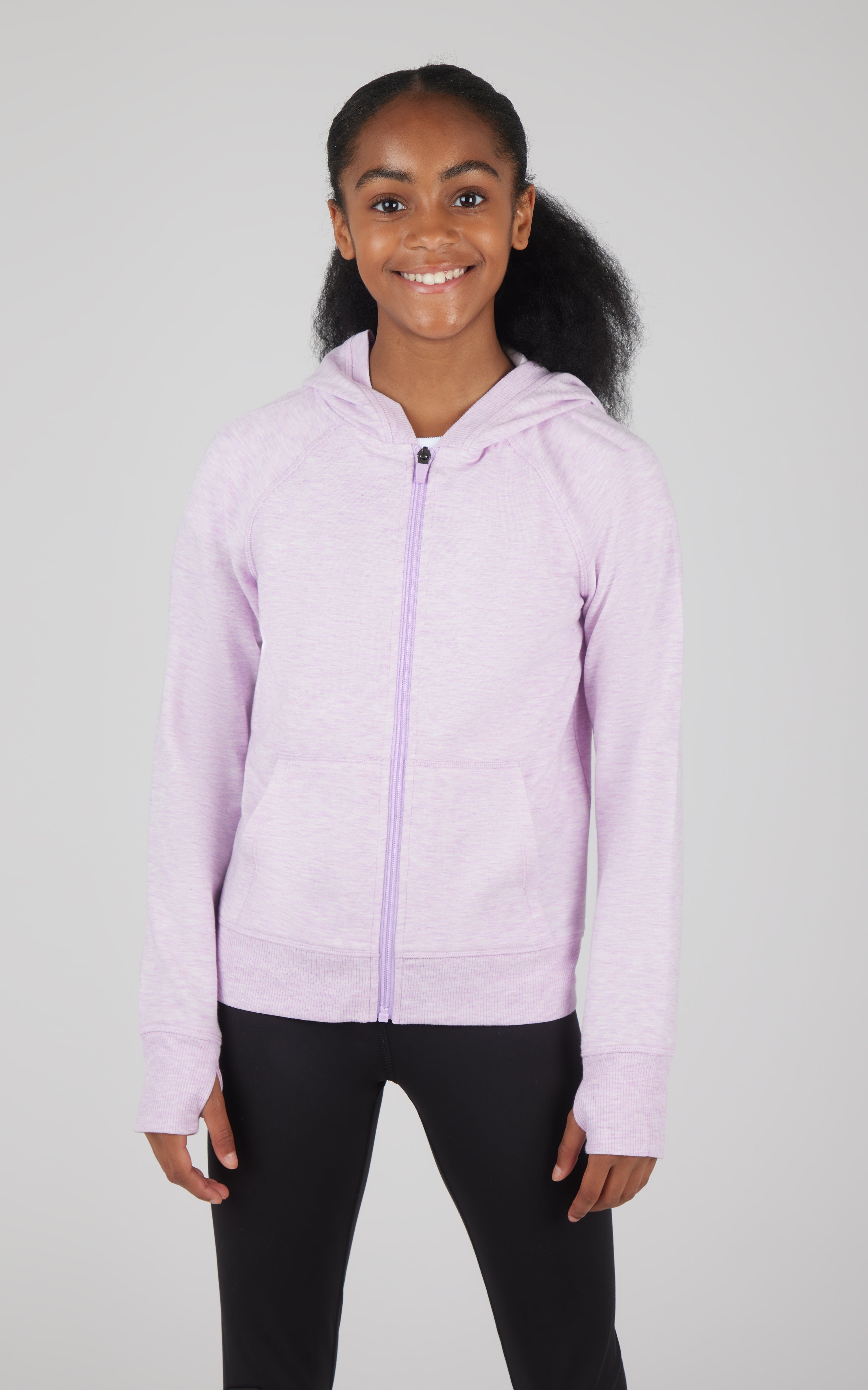 Girls Brushed Full Zip Hooded Jacket - 90 Degree by Reflex