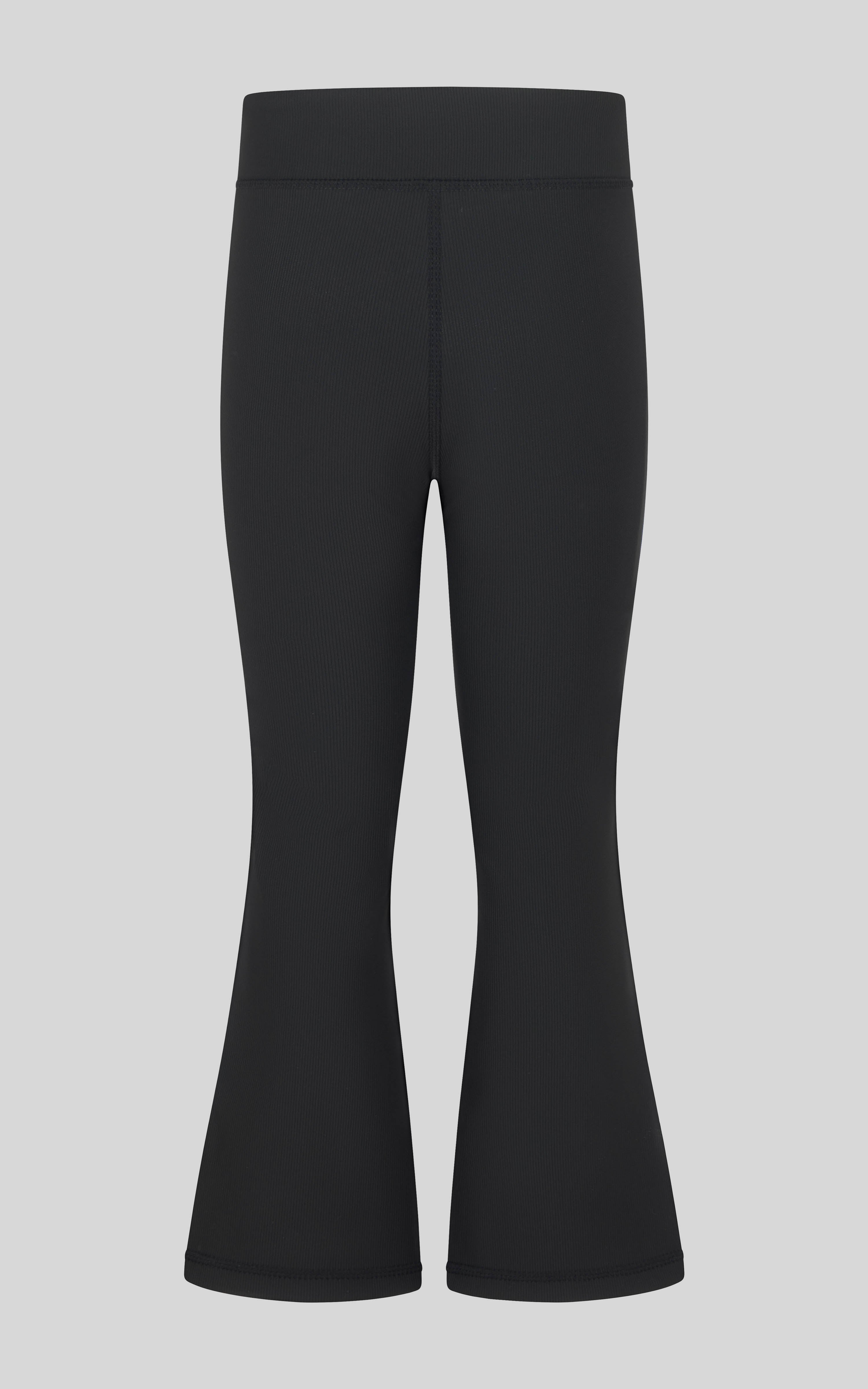 Little Girls 2 PK Ribbed Everyday Flared Leg Pant - Black/Black - 3