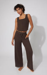 Terry Corset Tank & Fleece Wide Leg Pant Set