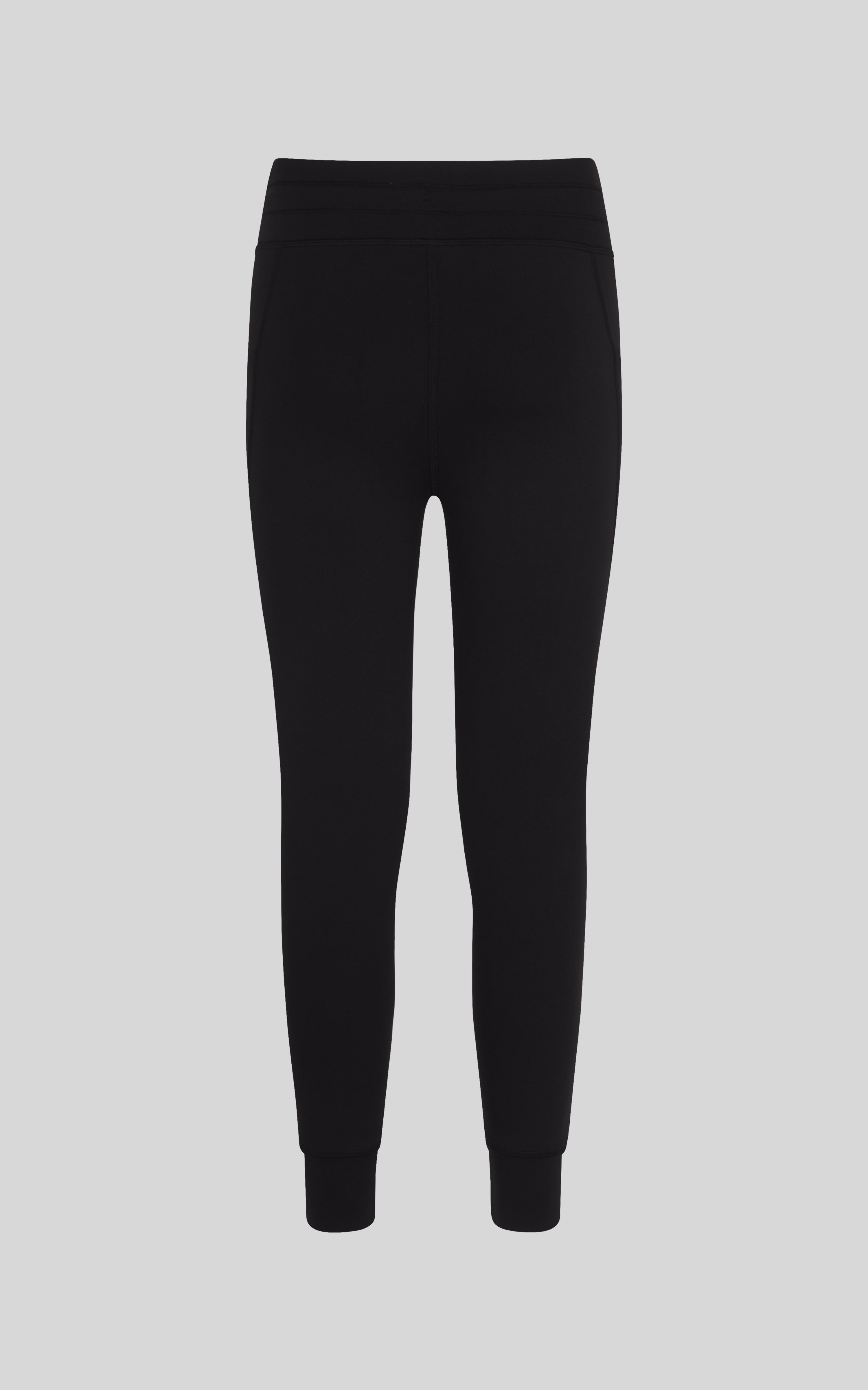 Black high-waist girls jogger leggings with cuffed ankles and slim fit.