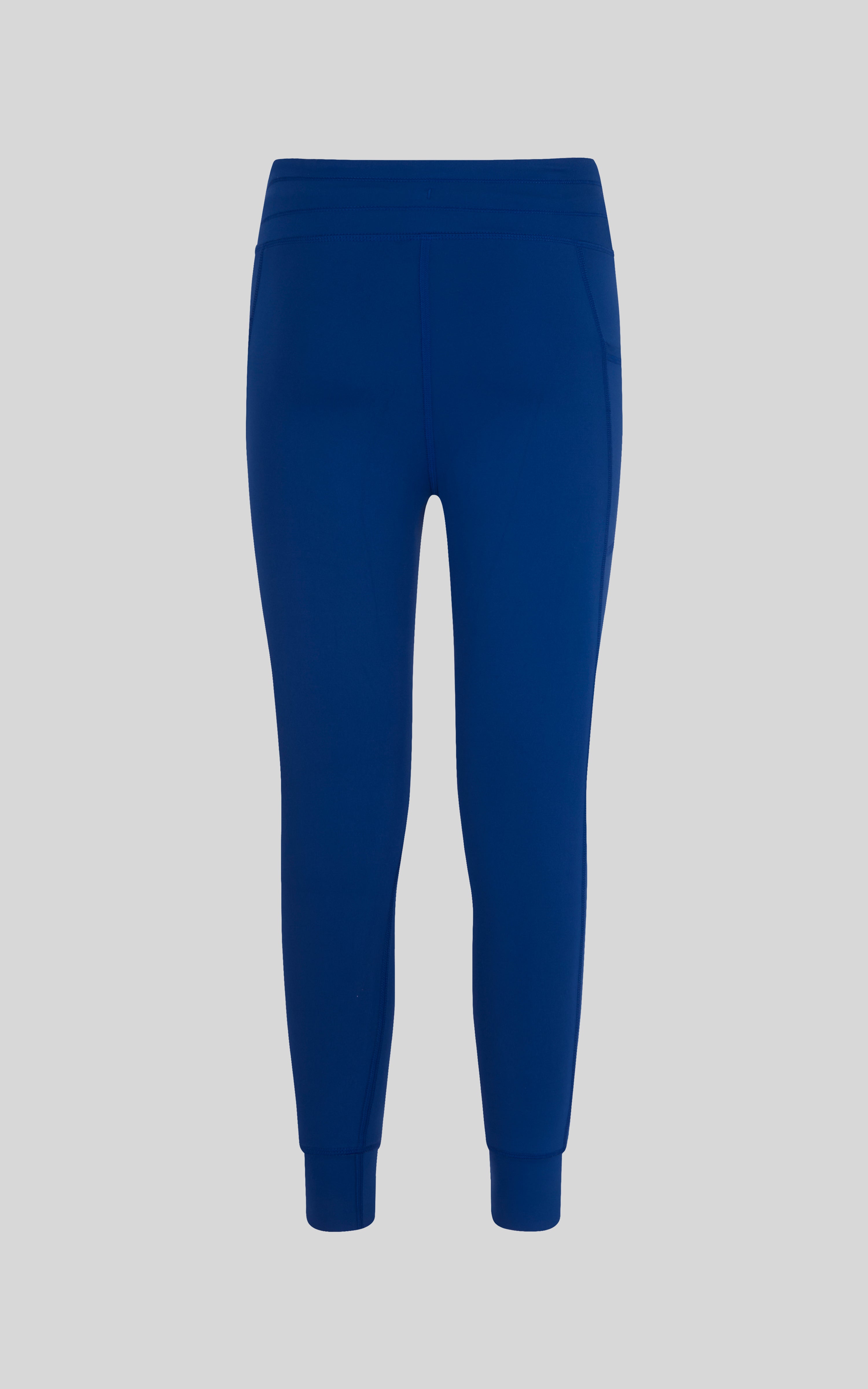 Blue quartz high waist jogger leggings for girls with cuffed ankles and a smooth fit.
