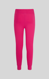 Bright raspberry rose high waist jogger legging for girls with elastic cuffs.