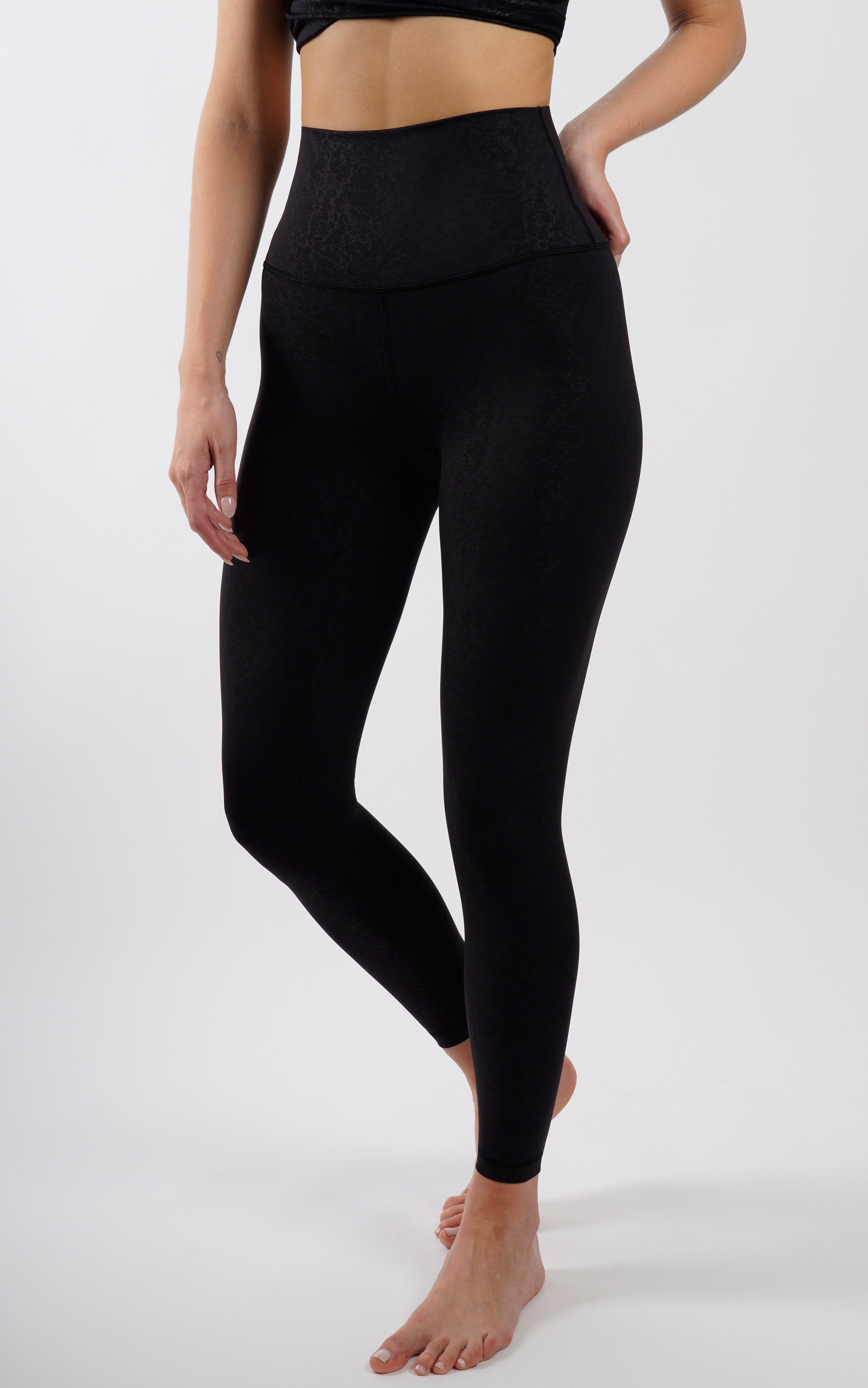 Interlink Thunderstorm Embo Print Ankle Super High Waist Leggings with Elastic Free Waistband
