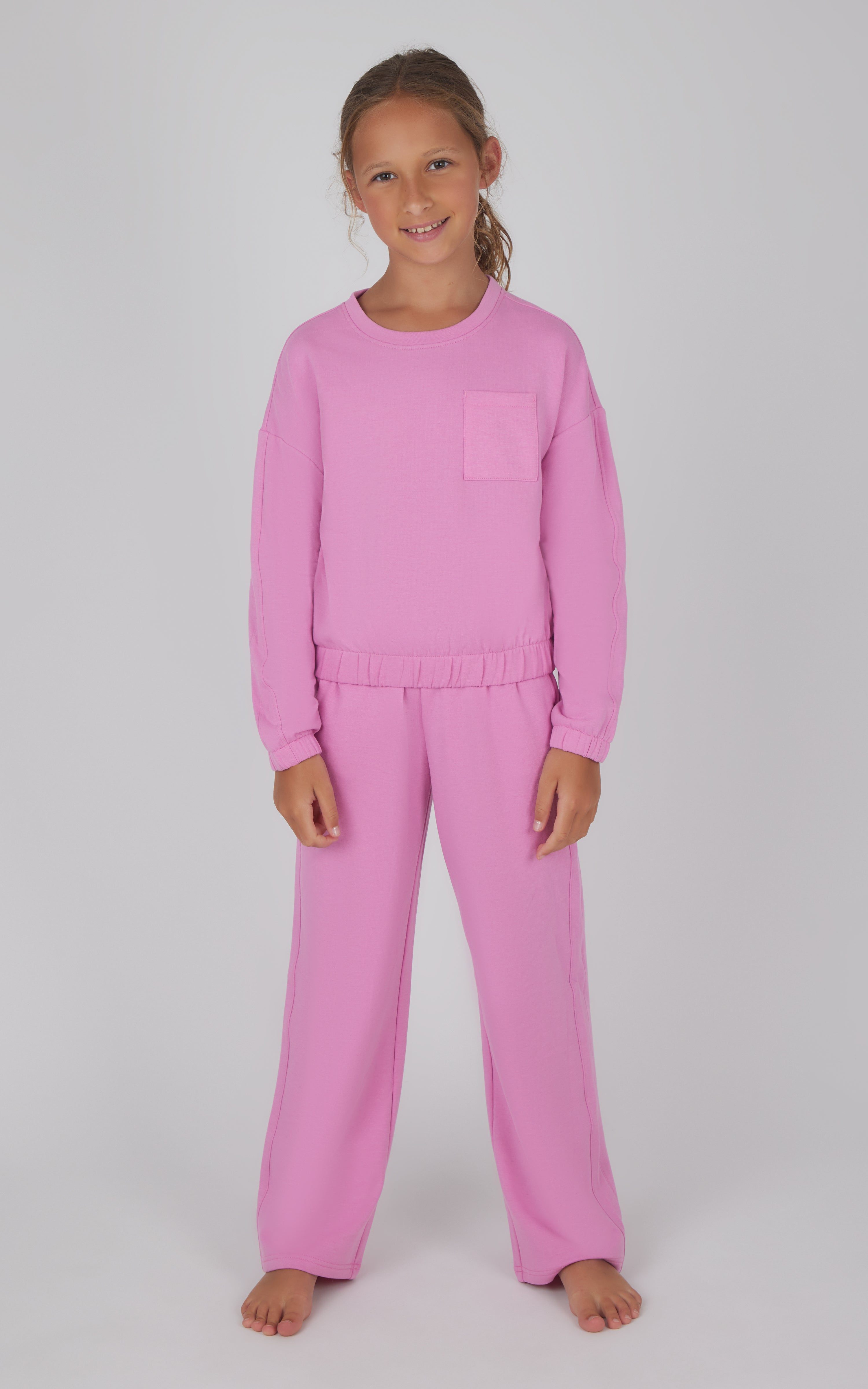 Girls 2 PC Terry Brushed Pullover and Pant Set - 90 Degree by Reflex