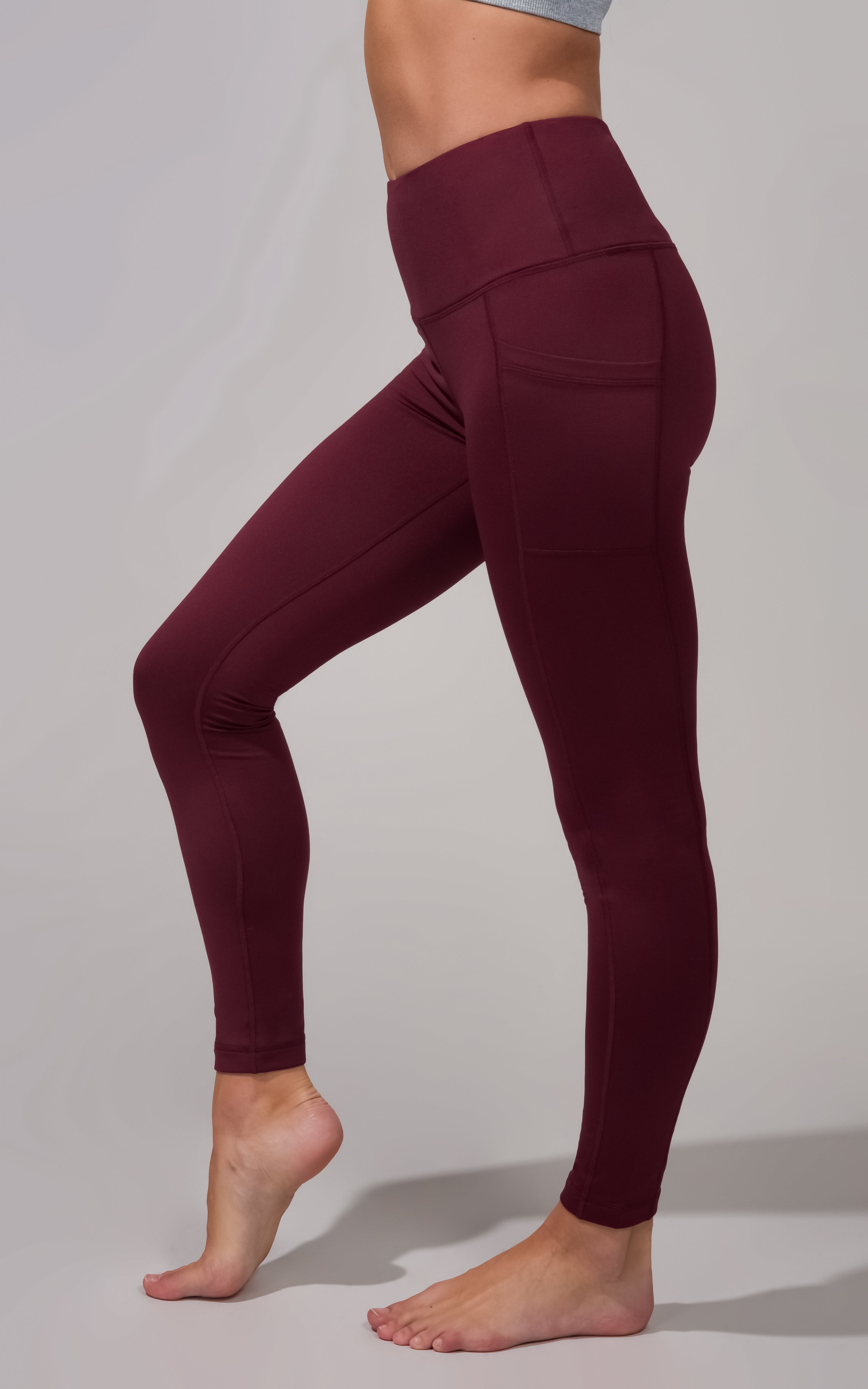 Cold Gear High Waist Fleece Lined Legging with Side Pockets - 90 Degree by Reflex