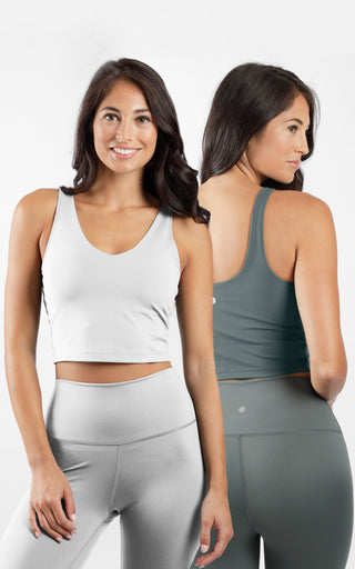 2 Pack Lux Polygiene Everyday Cloud Support Cropped Tank Top With Built In Bra