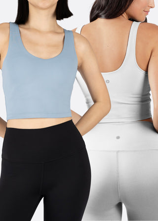 2 Pack Lux Polygiene Everyday Cloud Support Cropped Tank Top With Built In Bra