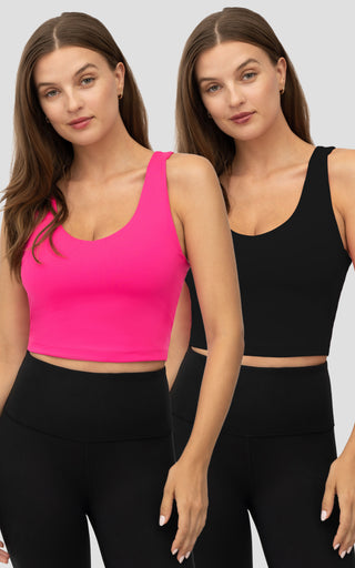 2 Pack Lux Polygiene Everyday Cloud Support Cropped Tank Top With Built In Bra