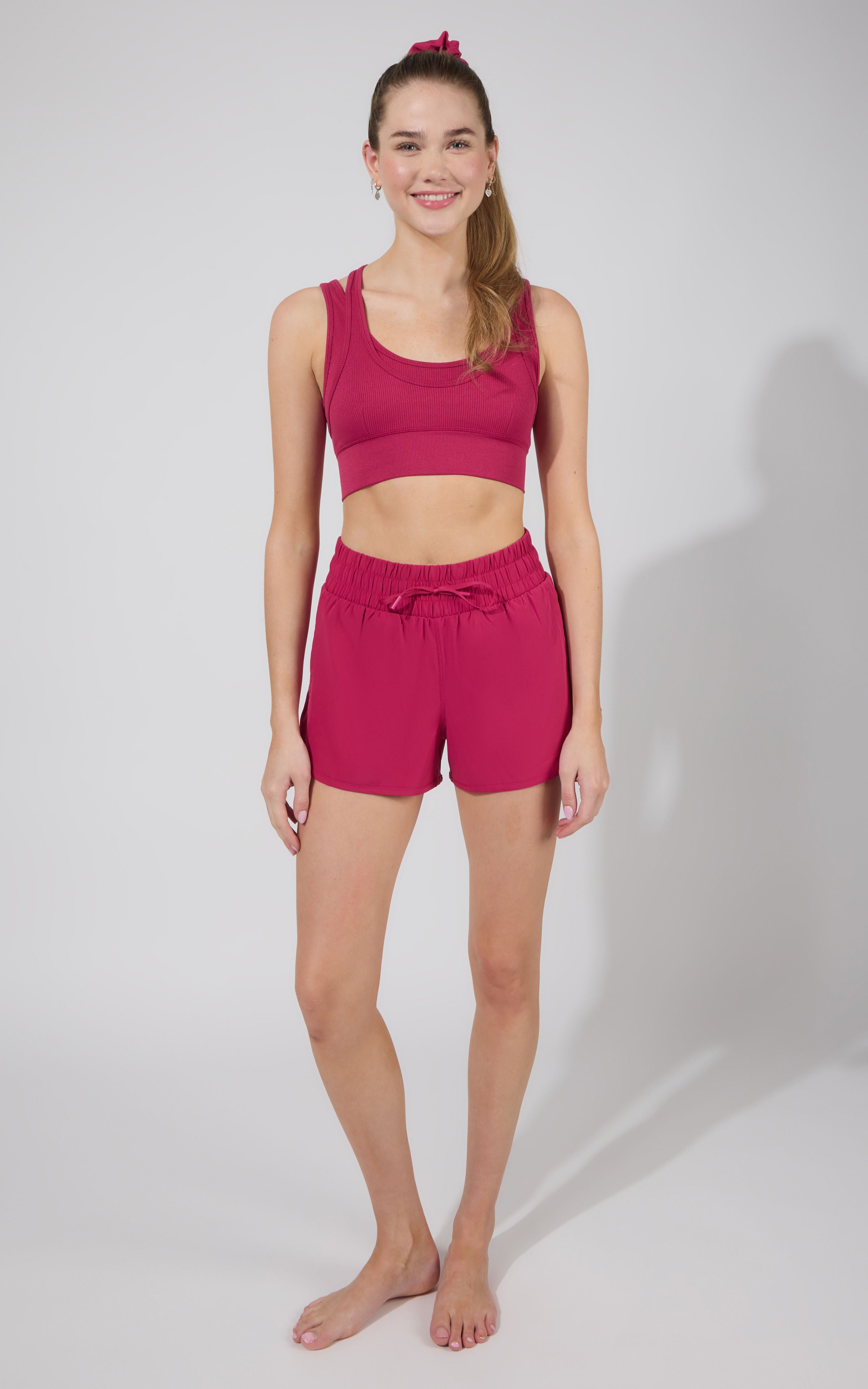 Seamless Rib Sorelle Double Layer Bra (With Cups) + Lightstreme Korra Running Short With Contrast Binding - 90 Degree by Reflex
