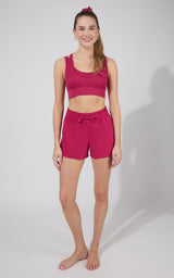 Seamless Rib Sorelle Double Layer Bra (With Cups) + Lightstreme Korra Running Short With Contrast Binding - 90 Degree by Reflex