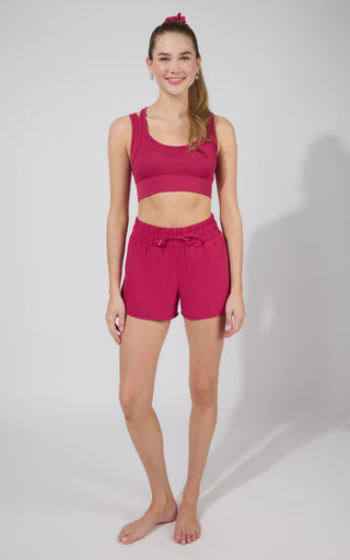 Seamless Rib Sorelle Double Layer Bra (With Cups) + Lightstreme Korra Running Short With Contrast Binding - 90 Degree by Reflex