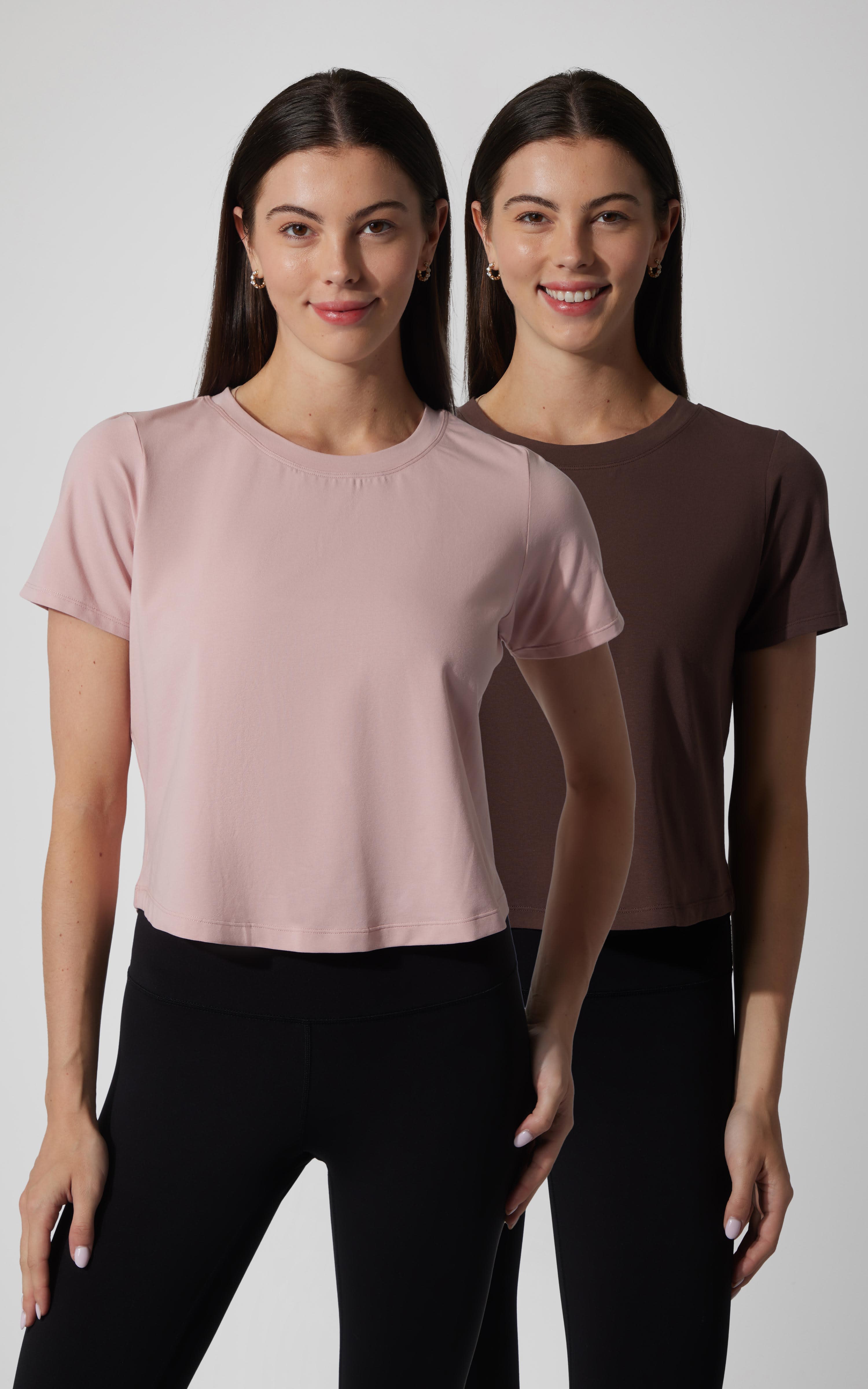 2 PK Airlite Cotton Boxy Cropped Short Sleeve Tee - 90 Degree by Reflex