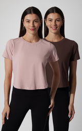 2 PK Airlite Cotton Boxy Cropped Short Sleeve Tee