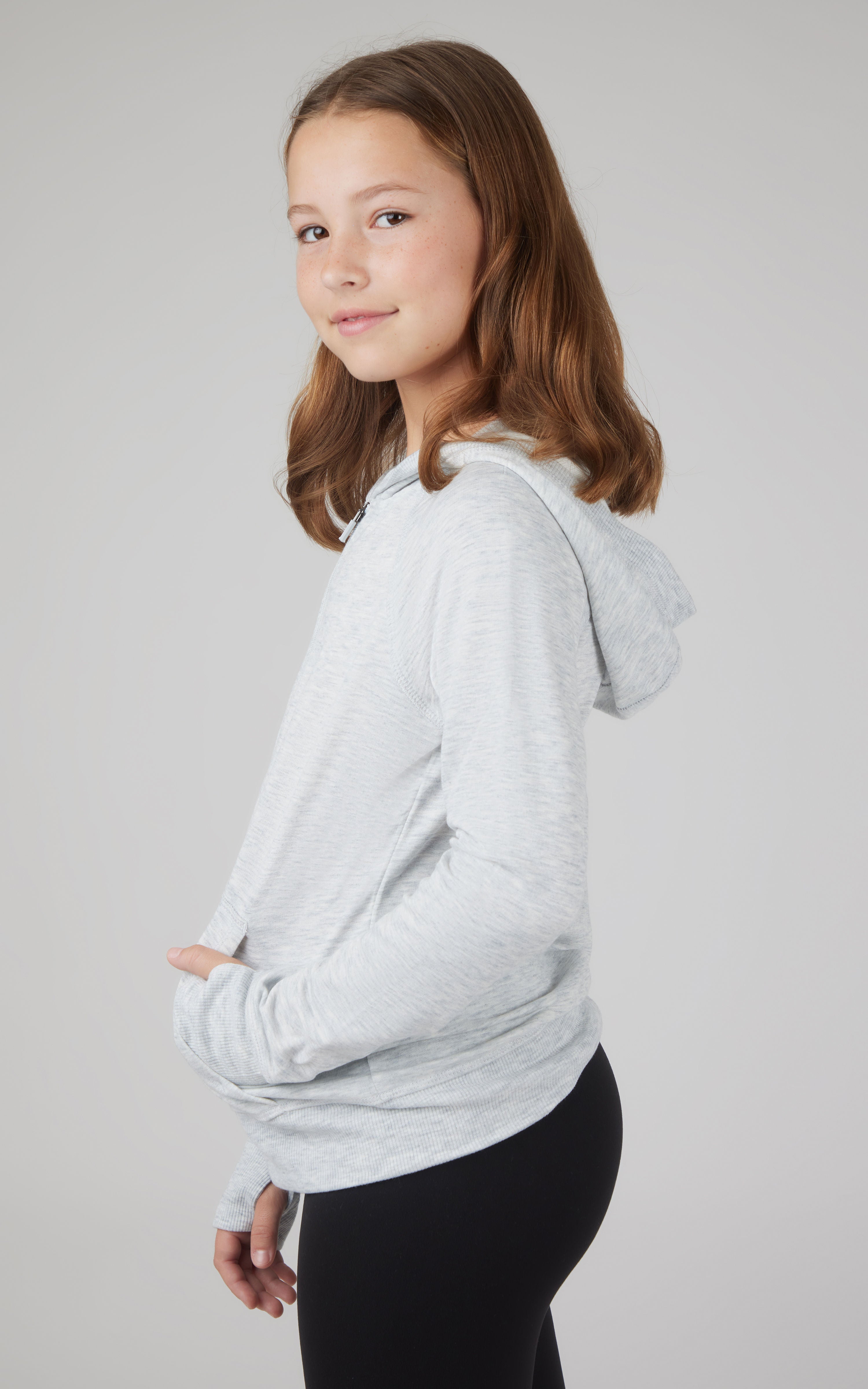 Girls Brushed Full Zip Hooded Jacket - 90 Degree by Reflex