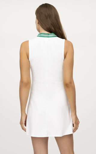 V-Neck Slit Tennis Dress with Contrast Stripe