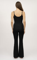 Illusion Ribbed Flare Jumpsuit