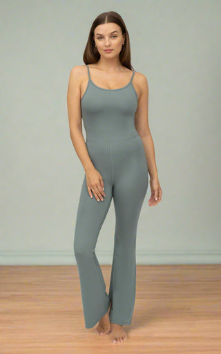 Illusion Ribbed Scarlett Flare Jumpsuit