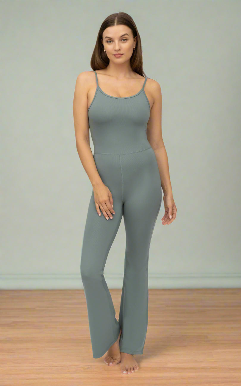 Illusion Ribbed Flare Jumpsuit - 90 Degree by Reflex