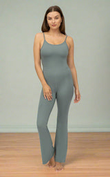 Illusion Ribbed Flare Jumpsuit