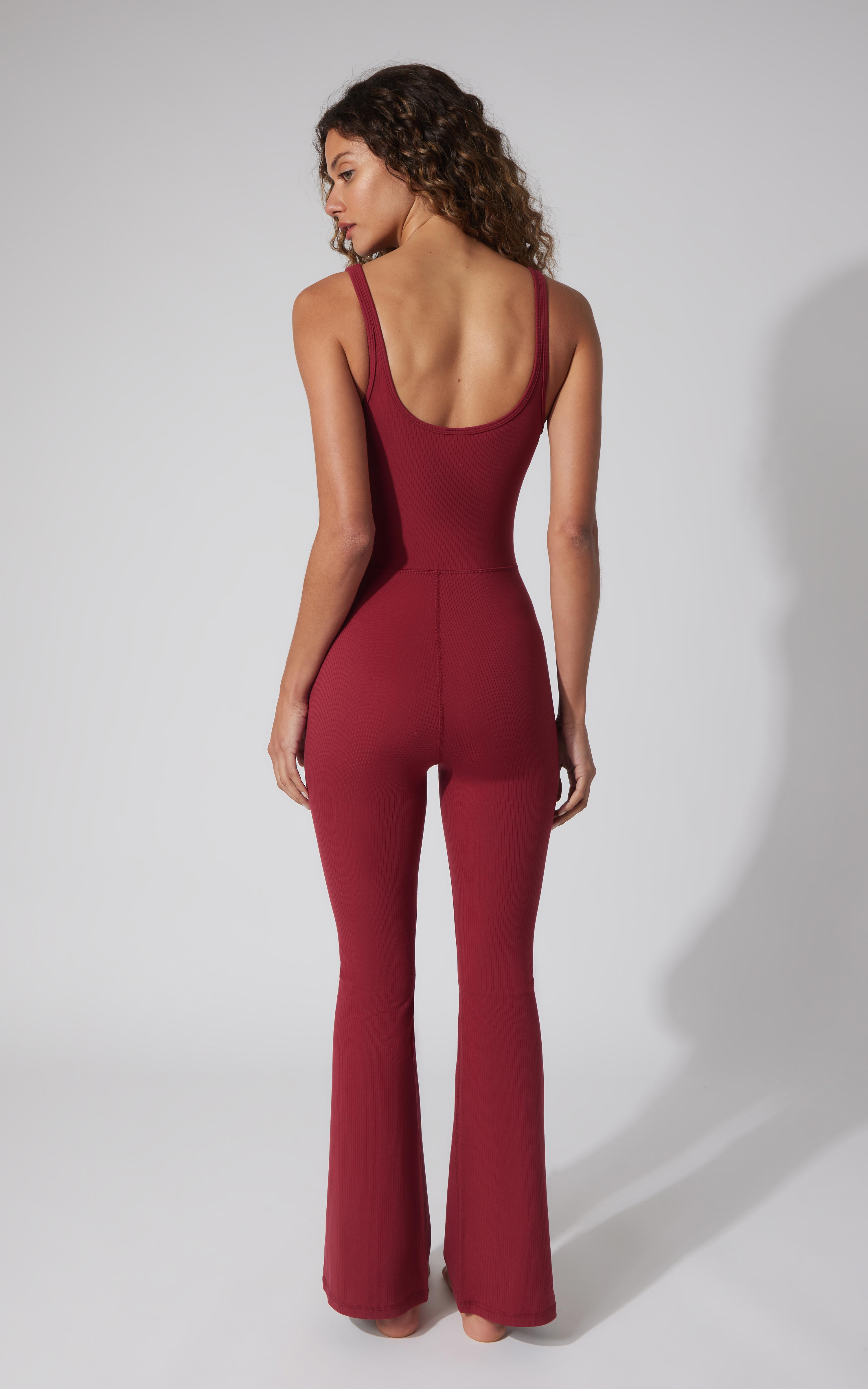 Felix Ribbed Scarlett Flare Jumpsuit - 90 Degree by Reflex