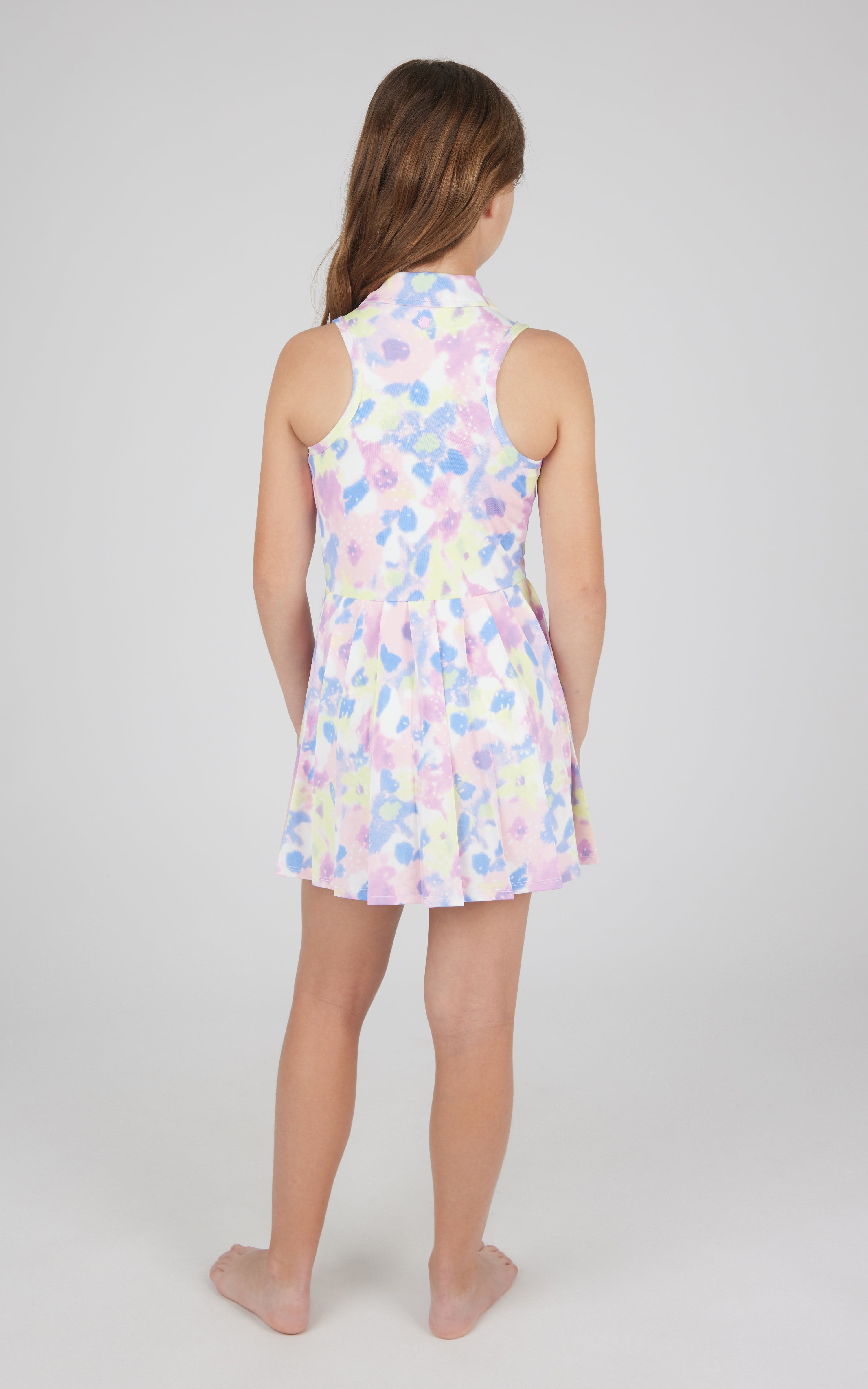 Girls Game Set Zip Up Pleated Tennis Dress - Fuzzy Floral Desert Flower - 90 Degree by Reflex