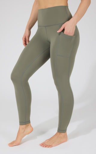 Cold Gear High Waist Fleece Lined Legging with Side Pockets - 90 Degree by Reflex