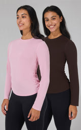 2 PK Side Ruched Long Sleeve Top - 90 Degree by Reflex