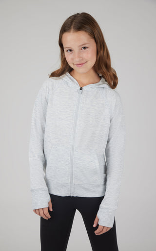 Girls Brushed Full Zip Hooded Jacket - 90 Degree by Reflex