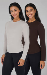 Yogalicious 2 PK Side Ruched Long Sleeve Top - 90 Degree by Reflex