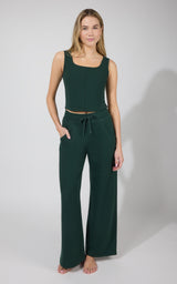 Terry Corset Tank & Fleece Wide Leg Pant Set - 90 Degree by Reflex