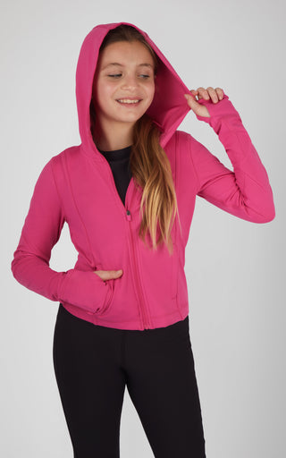 Girls Lux Full Zip Hooded Jacket - 90 Degree by Reflex
