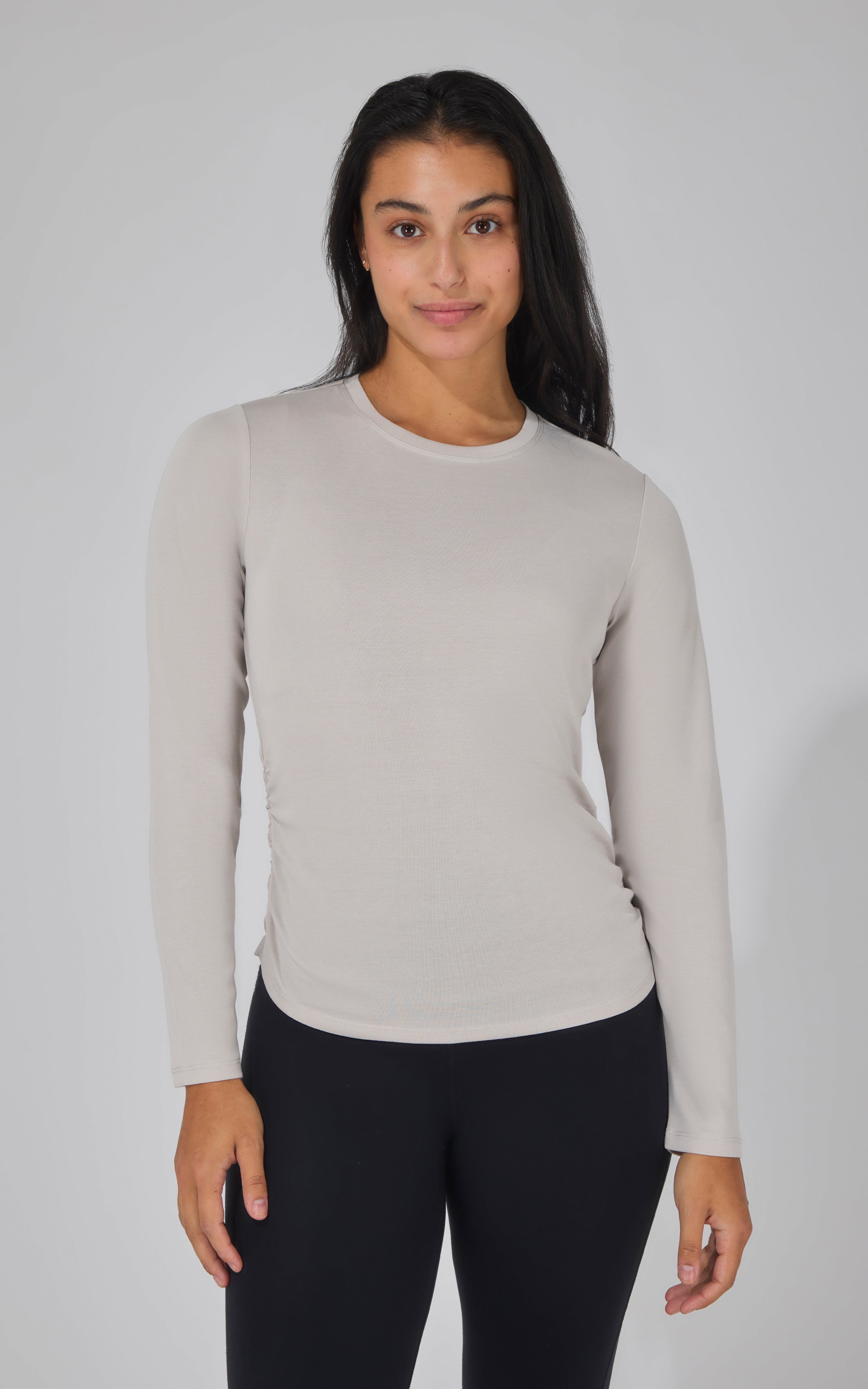 2 PK Side Ruched Long Sleeve Top - 90 Degree by Reflex