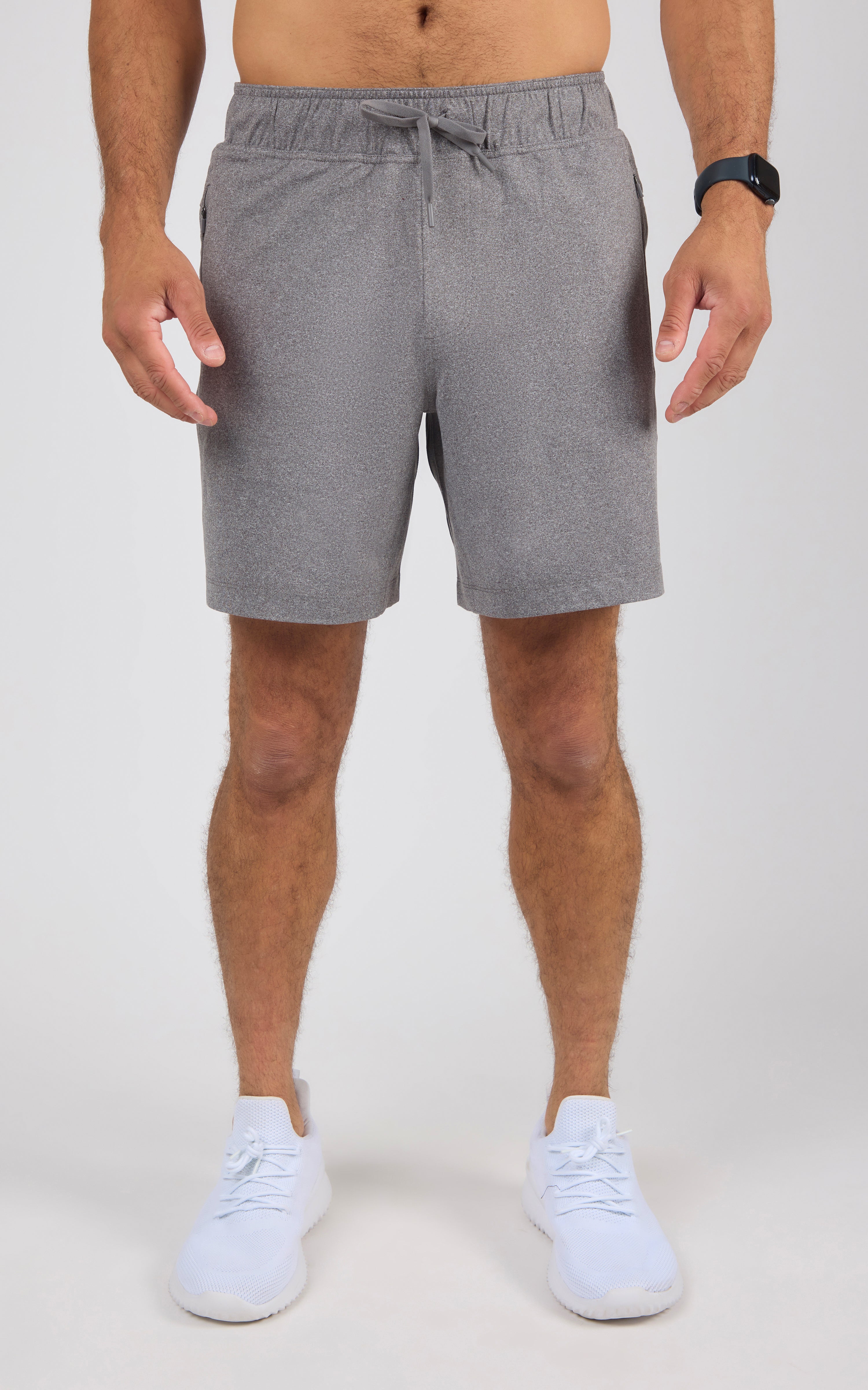 Men's 2-Tone Htr. 7" Endurance Shorts with 2 Front Zip Pockets & Tonal Drawcord - 90 Degree by Reflex