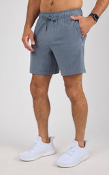 Men's 2-Tone Htr. 7" Endurance Shorts with 2 Front Zip Pockets & Tonal Drawcord - 90 Degree by Reflex