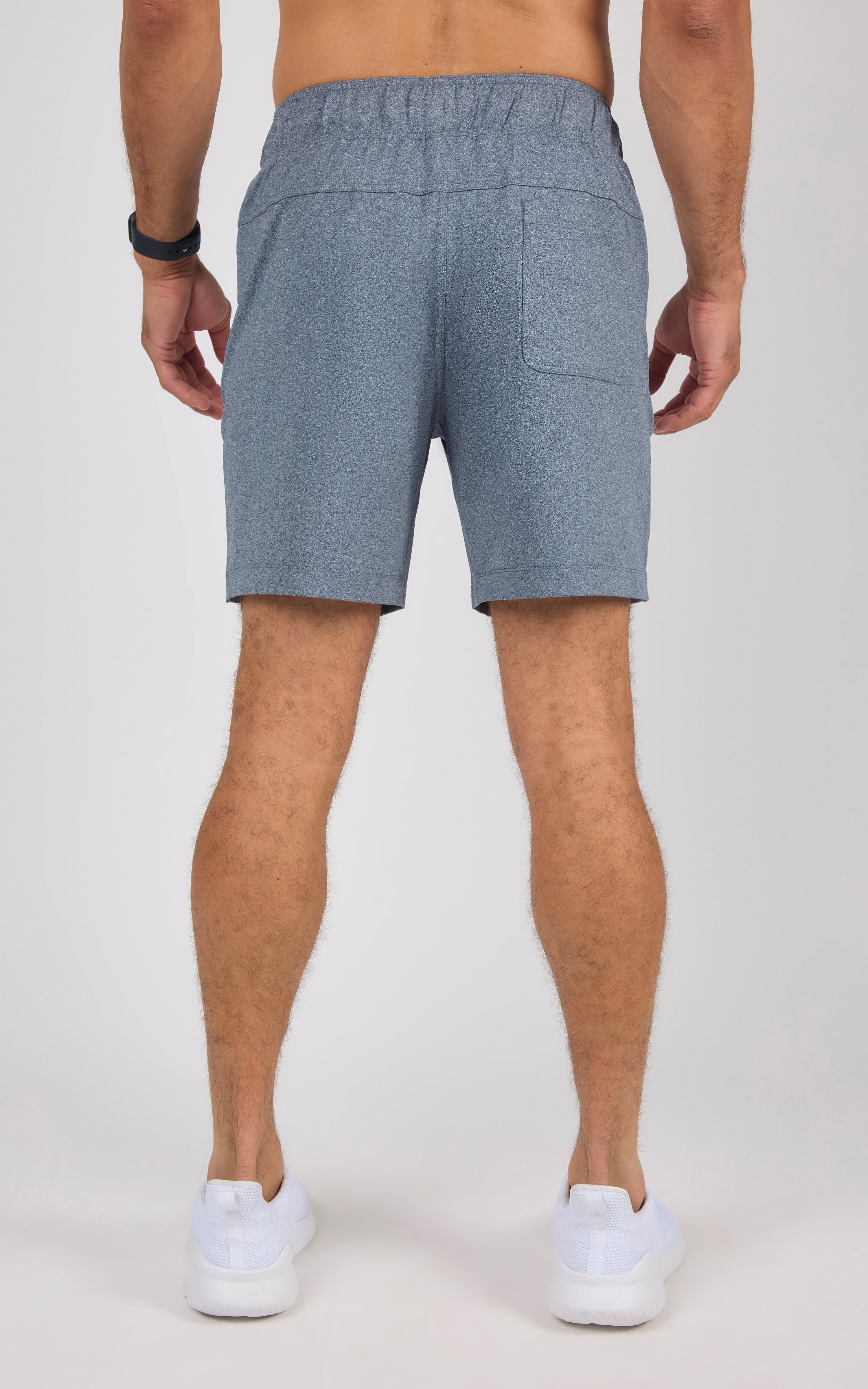 Men's 2-Tone Htr. 7" Endurance Shorts with 2 Front Zip Pockets & Tonal Drawcord - 90 Degree by Reflex