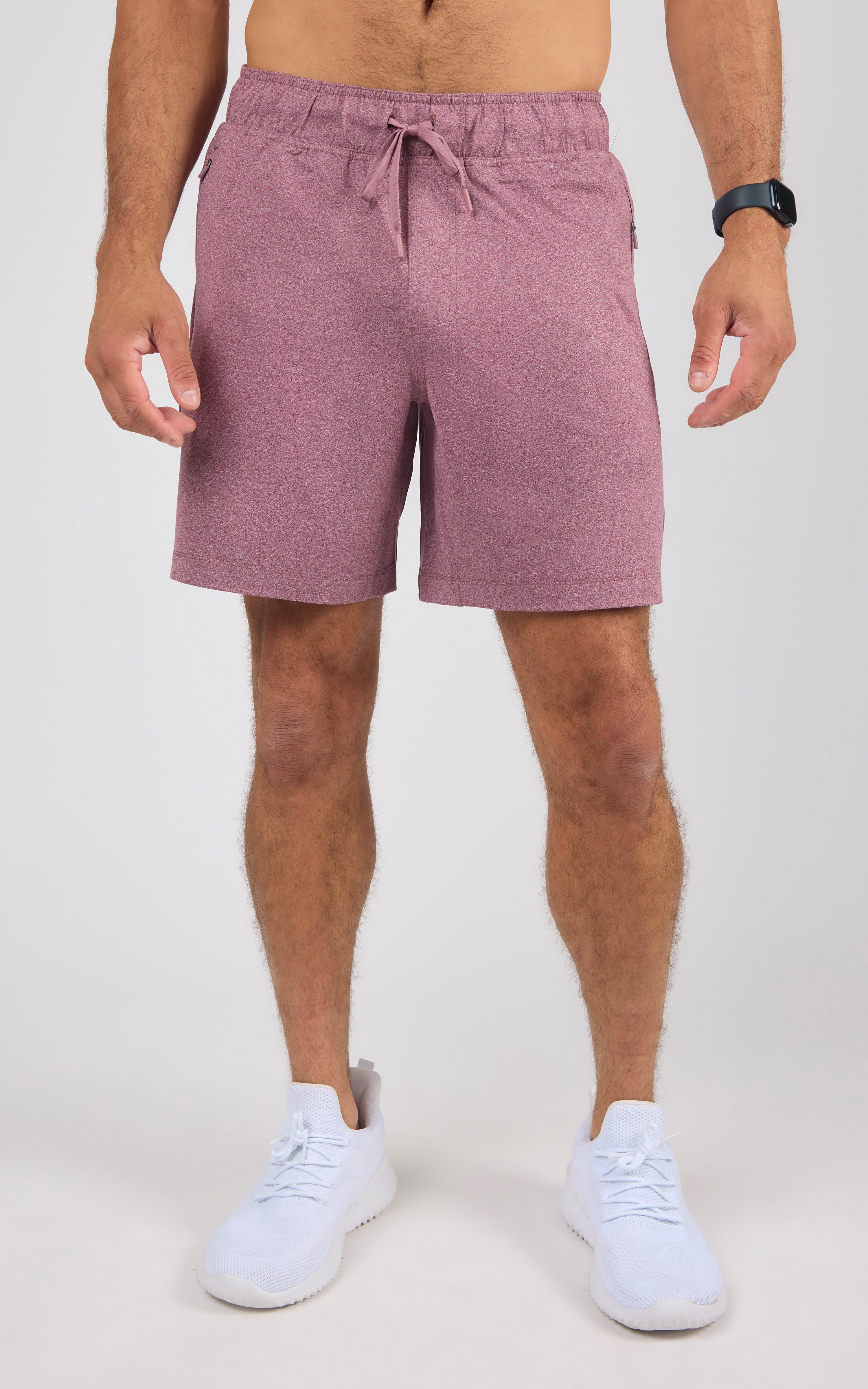Men's 2-Tone Htr. 7" Endurance Shorts with 2 Front Zip Pockets & Tonal Drawcord - 90 Degree by Reflex